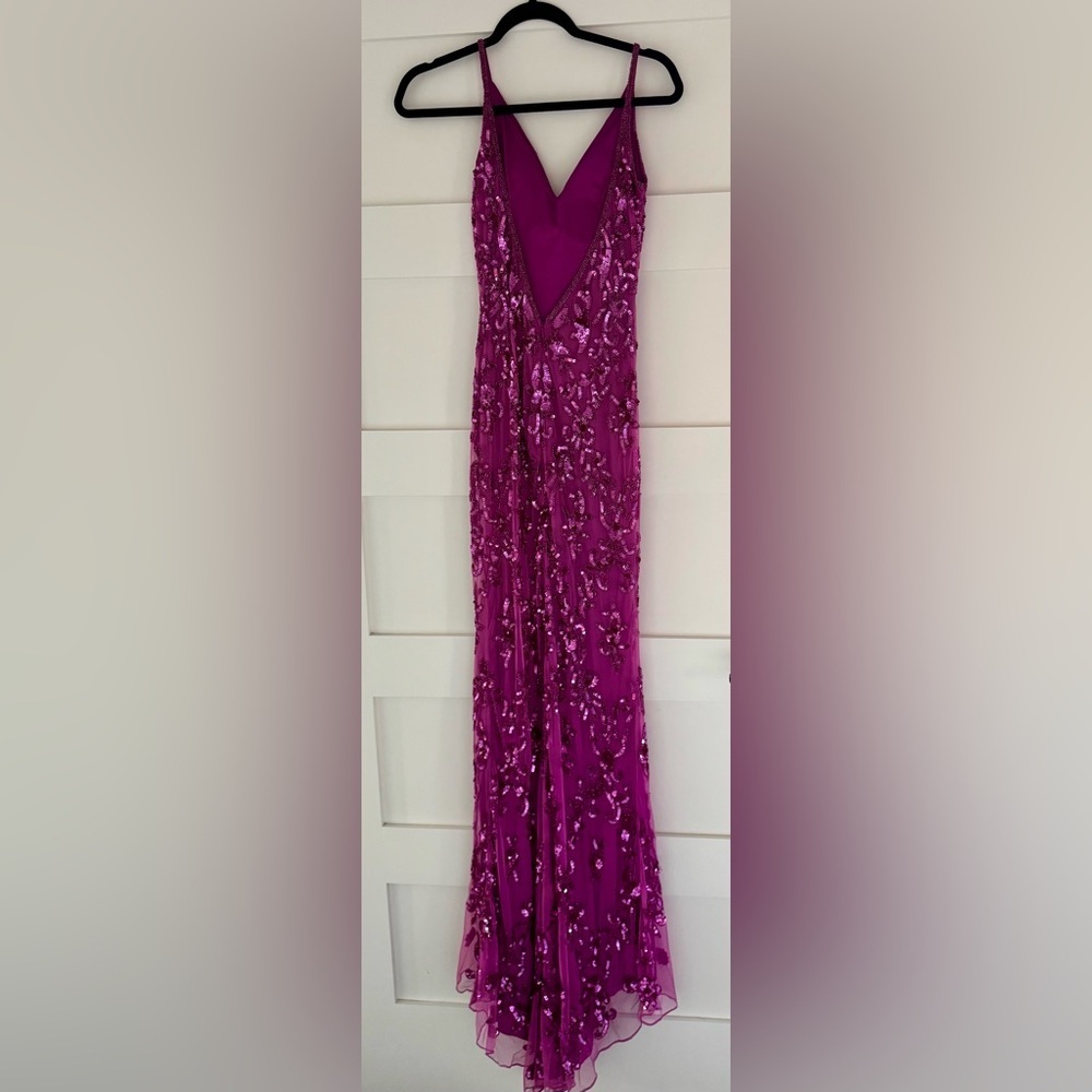 Primavera Couture Magenta Sequin Gown - Picture 4 of 7